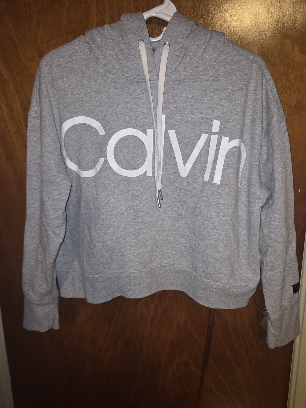 Calvin Klein Light Gray Pullover Hoodie with White Logo